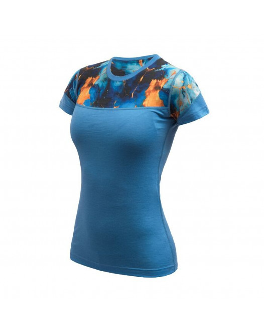 Дамска Термотениска от 100% Мериносова Вълна Sensor Merino Impress (Къс Ръкав) – Blue Universe